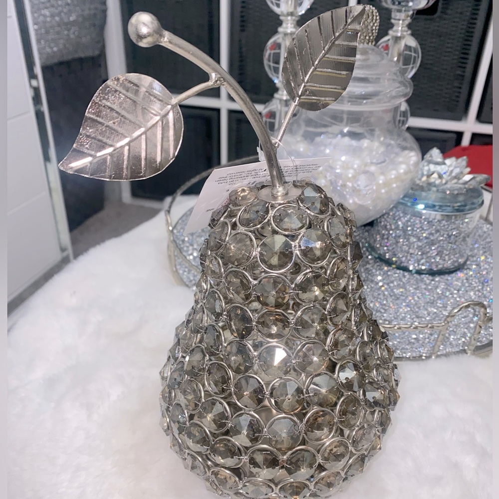 Silver crystals pear decor